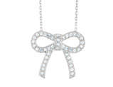 Synthetic Crystal Bow Pendant Necklace in Sterling Silver